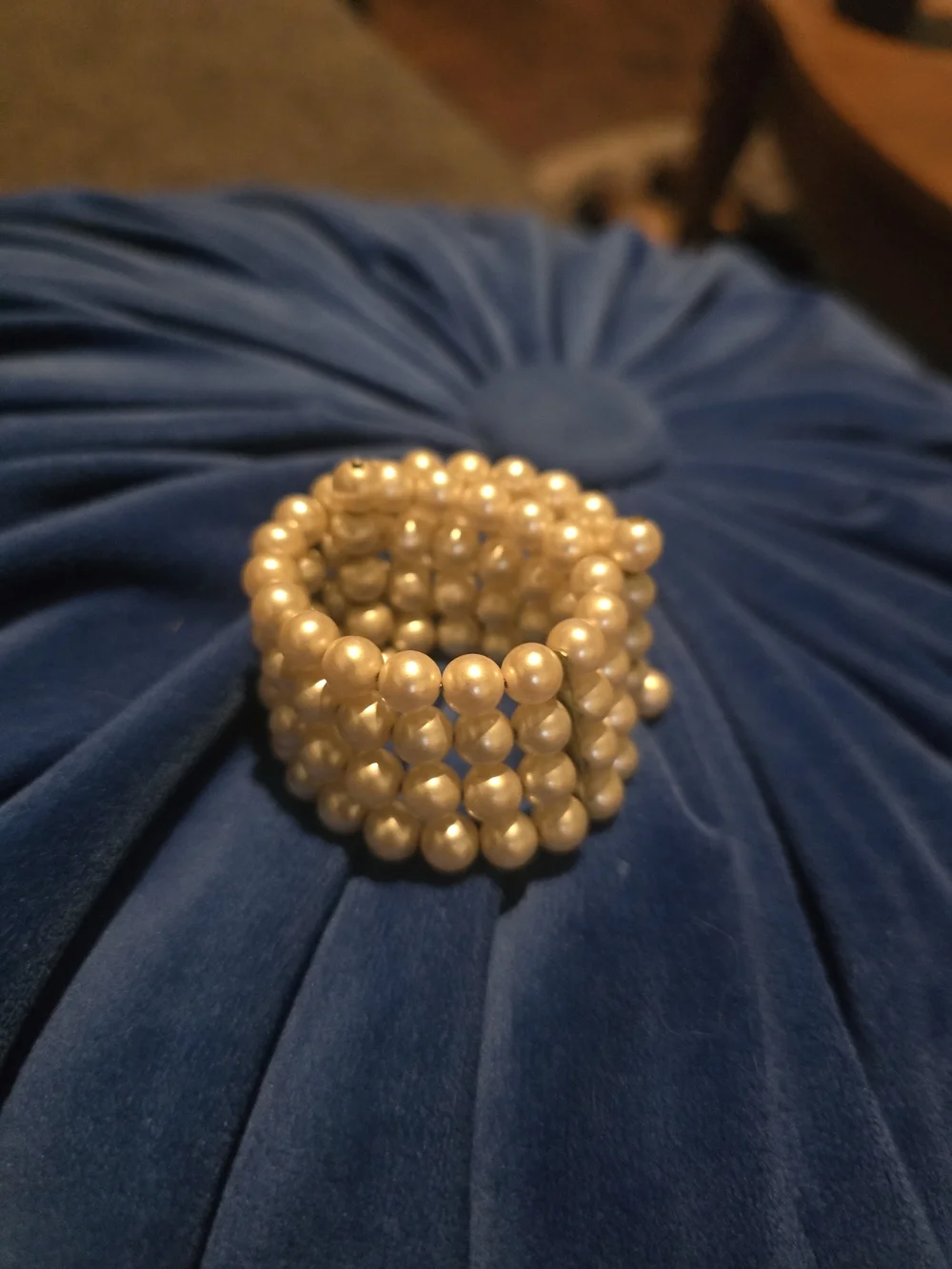 Vintage 1950s Pearl Wire Cuff Bracelet